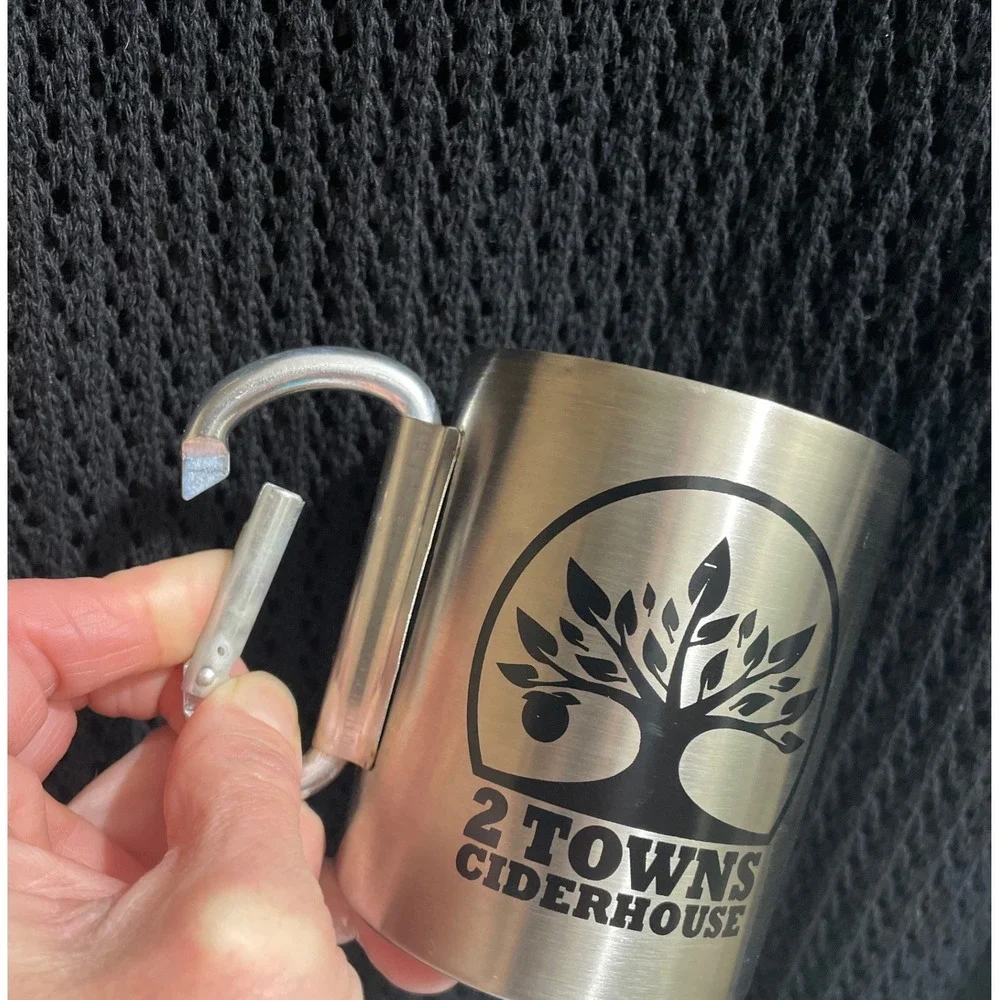 2 Towns Ciderhouse Stainless Steel Carabiner Camp Mug Cup